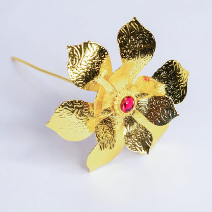 Ganesh Plated Ganesh Kamal Flower Full gold medium