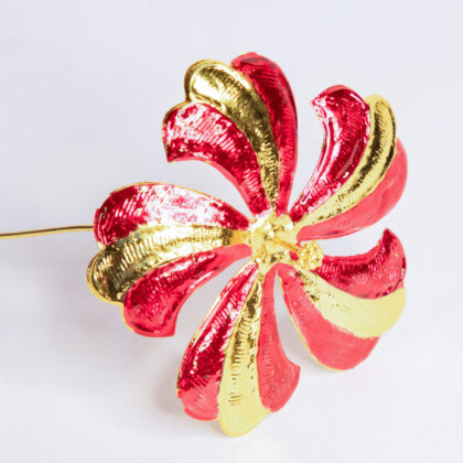 Gold Plated Jaswand - Red & Gold medium