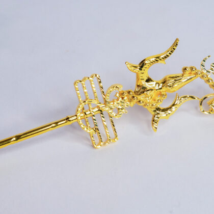 Gold Plated Ganesh Trishul - Om Damru
