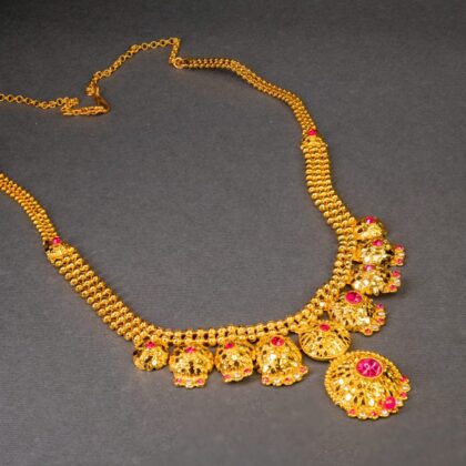 Gold Plated Bhavya Ganesha Kanti Har 13 Inch