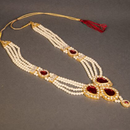 GANPATI KANTHI MOTI 4 LINE MAROON