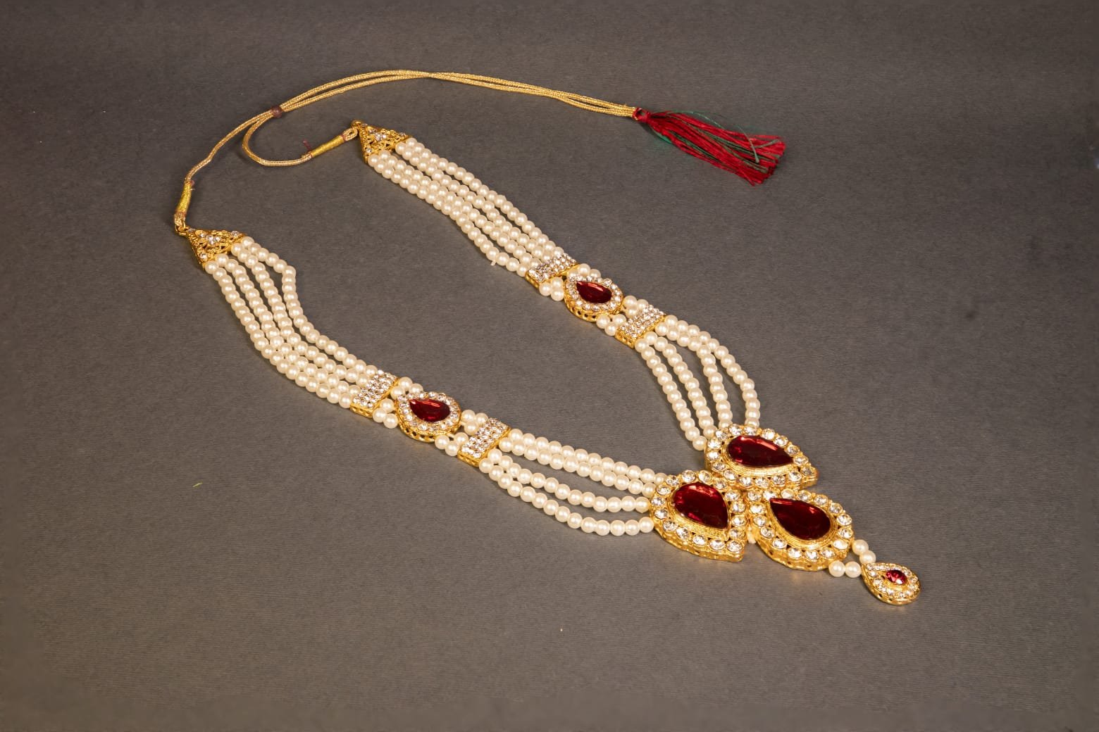 GANPATI KANTHI MOTI 4 LINE MAROON