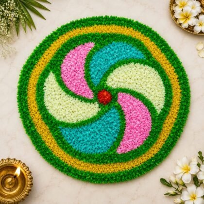 Woolen mat rangoli in circle 12 X 12 Inch