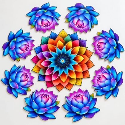 MDF Rangoli 9 Pcs set