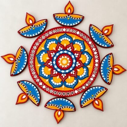 MDF Rangoli Diya 9 pcs set