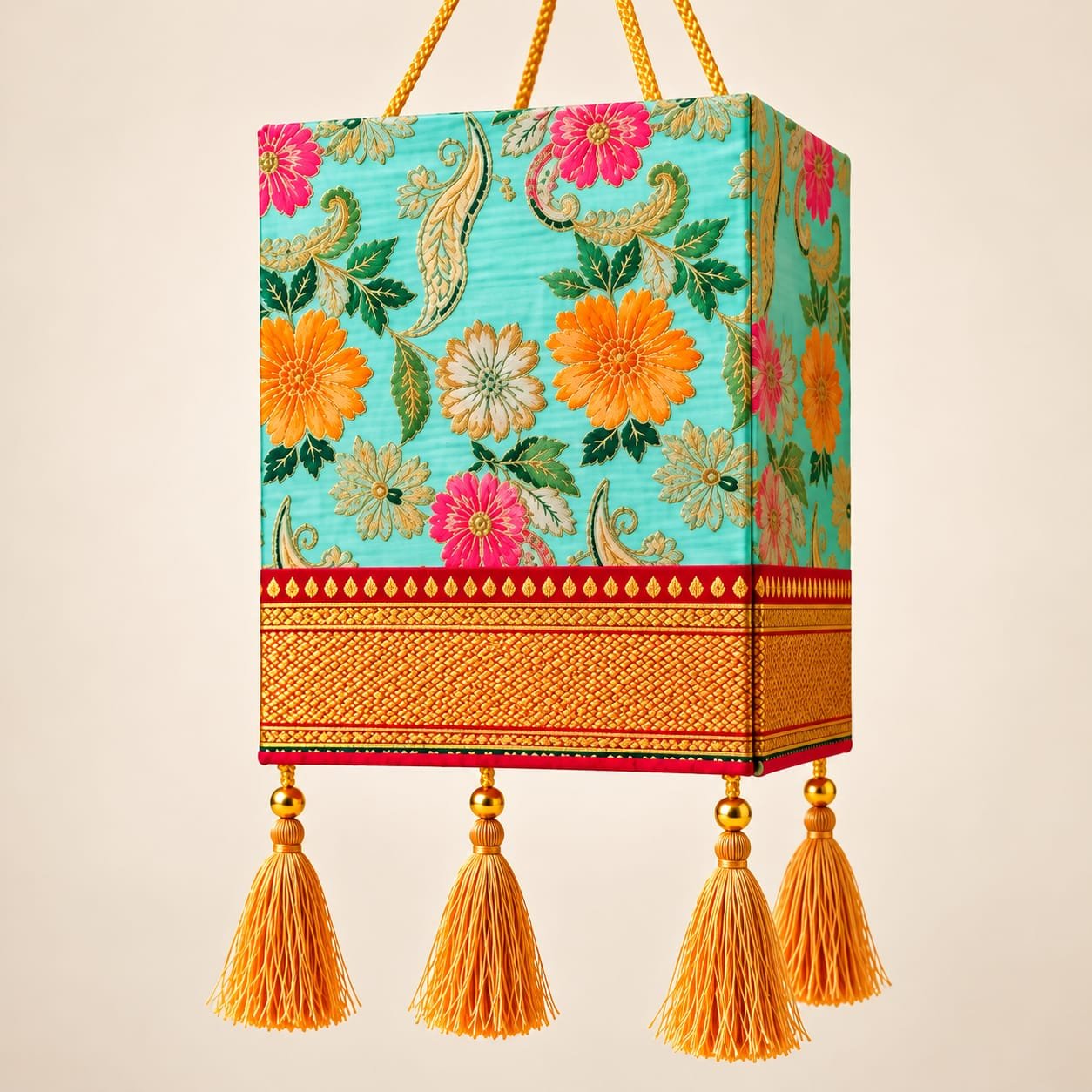 Handmade Paithani Fabric Aakash Kandil 10inch (H) X 7inch (W)
