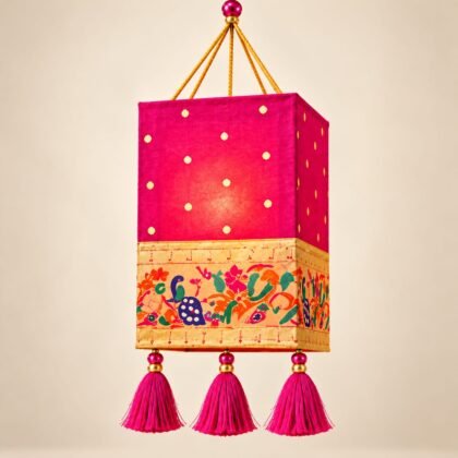 Handmade Paithani Fabric Aakash Kandil 10Inch (H) X 7Inch (W)