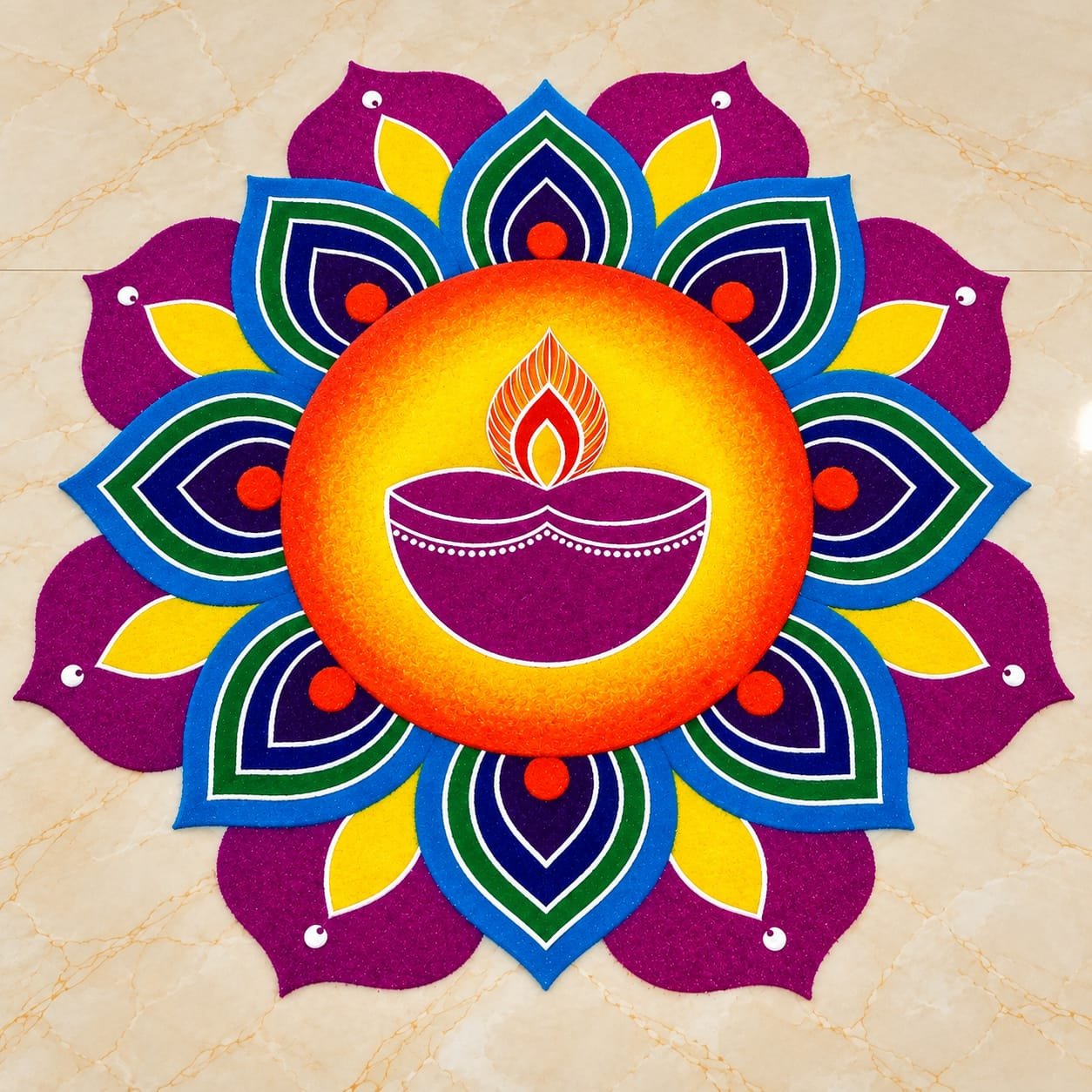 Readymade Rangoli Diya mandala 20*20 Inches