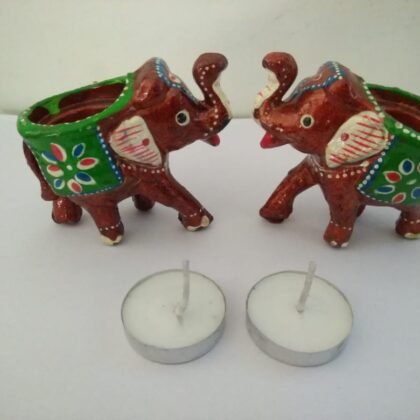 Handcrafted Elephant Tea Holder Pair
